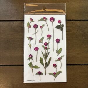 Globe Amaranth Pressed Flower Stickers